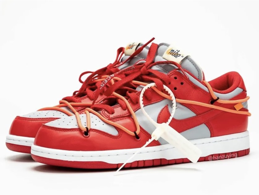 Nike dunk low shop off-white university red