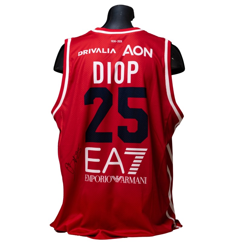 Canotta Ousmane Diop Indossata Olimpia Milano vs Guerri Napoli, 2026 - Autografata