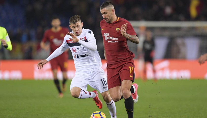 Kolarov's Match-Worn Roma-Cagliari Shirt, Special Sponsor Telethon