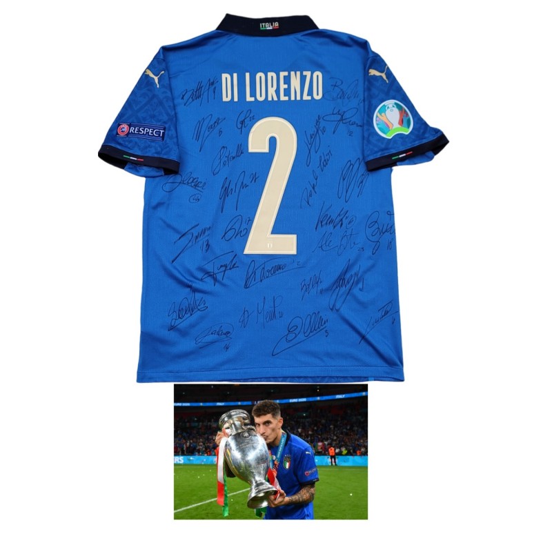 Di Lorenzo's Match-Issued Shirt, Italy vs England Final Euro 2020 - Signed by the Squad