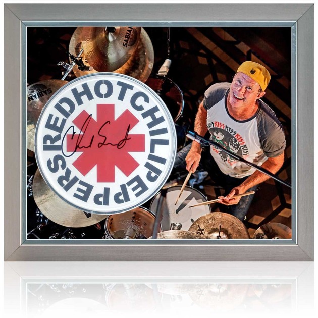Chad Smith of Red Hot Chilli Peppers Signed Drum Skin Display