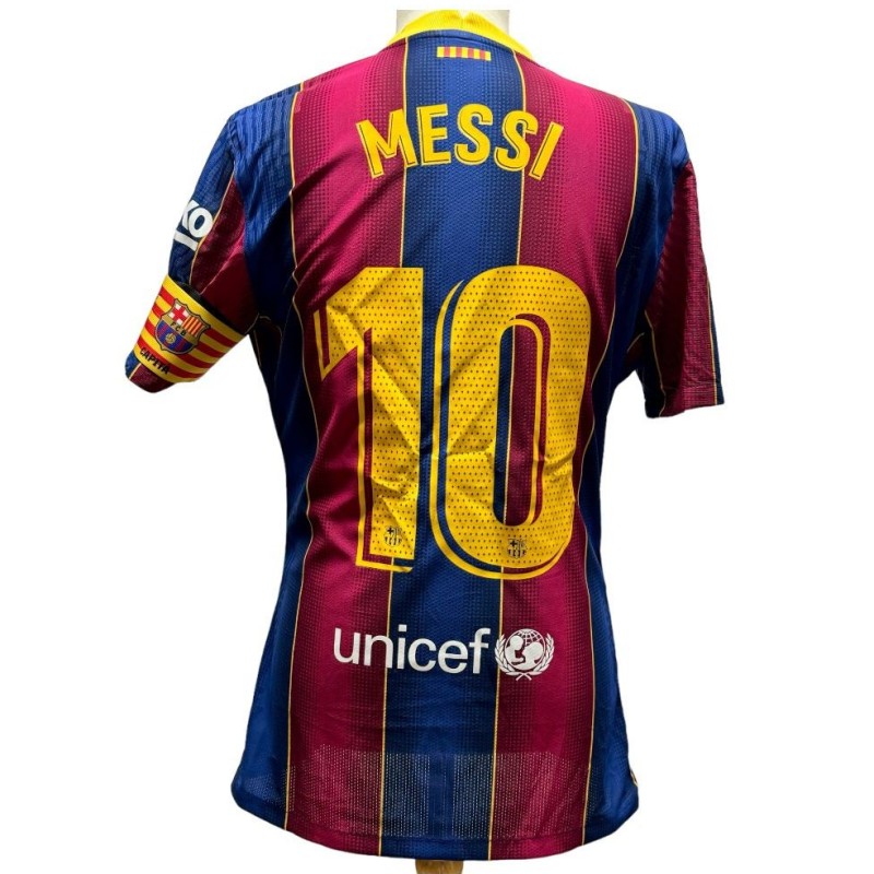 Messi's Match Shirt, Real Betis vs Barcelona 2021 + Signed Captain's Armband