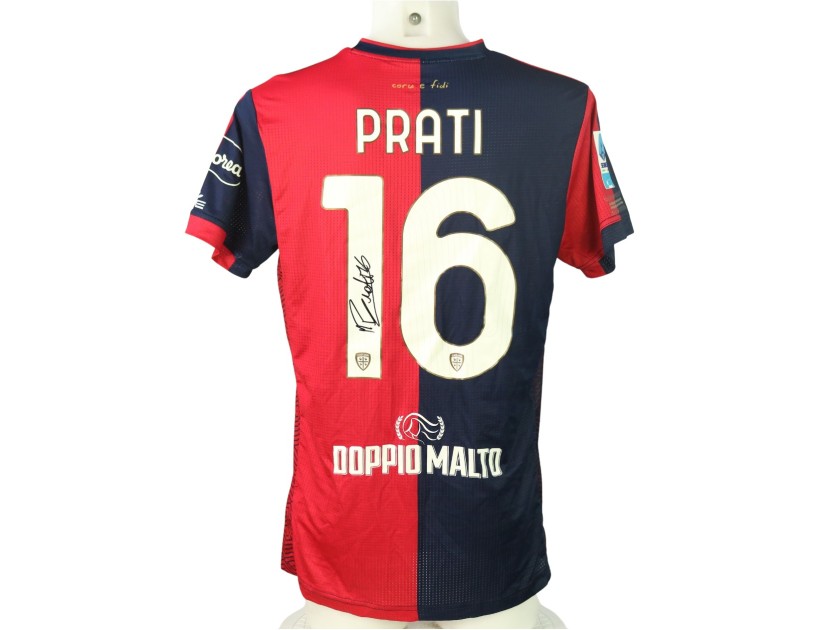 Maillot Cagliari PRATI - Match Issue Worn - Indossata - Fabriqué En Slovaquie