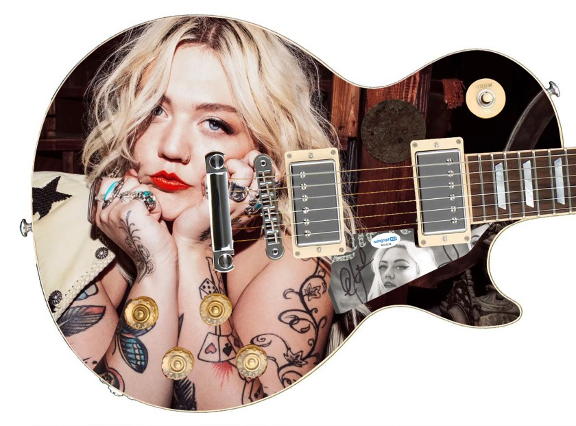 Elle King Signed "Tatted Up" Custom Graphics Guitar