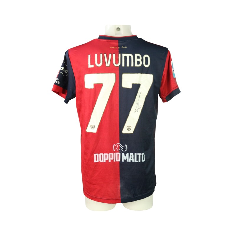 Luvumbo's Signed Unwashed Shirt, Cagliari vs Como 2024