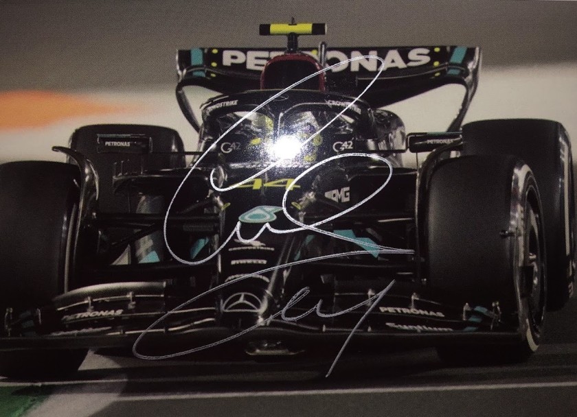 Photograph Mercedes signed by Lewis Hamilton