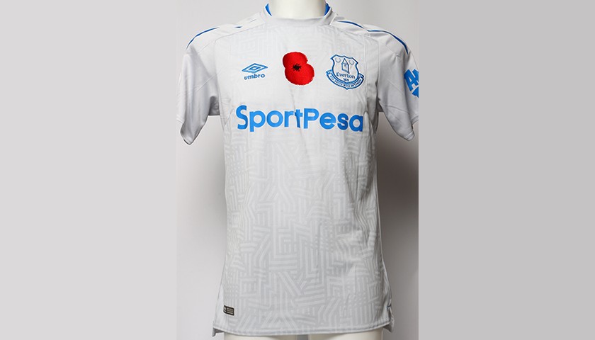 Issued Poppy Away Game Shirt Signed by Everton FC's Idrissa Gana Gueye