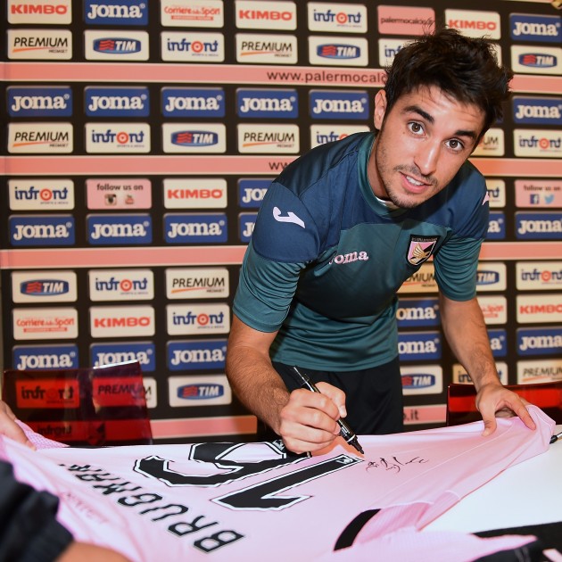 Palermo shirt celebrating new player Gaston Brugman - signed