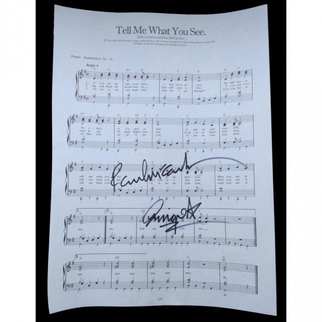 Paul McCartney and Ringo Starr of The Beatles Signed 'Tell Me What You See' Sheet Music