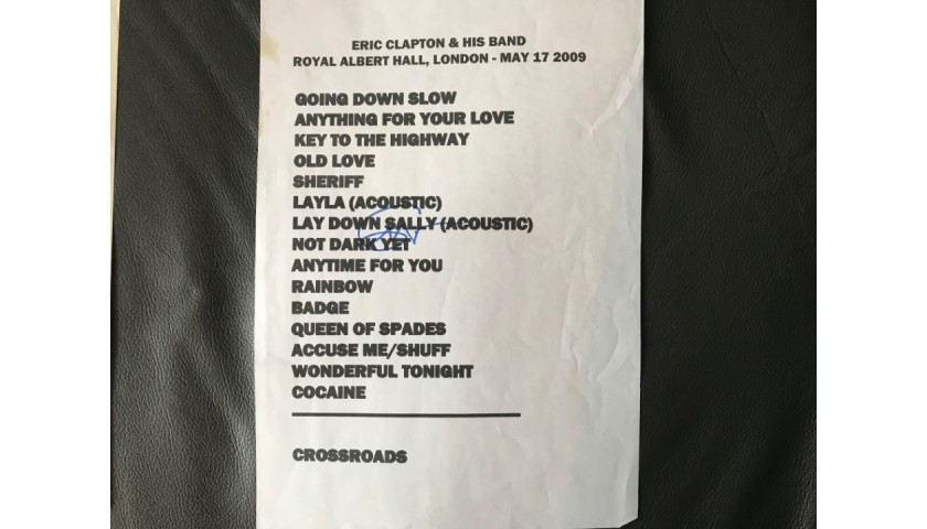 Eric Clapton Signed Setlist