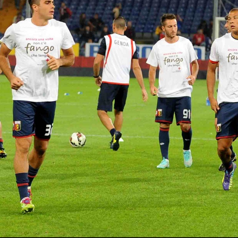 Bertolacci match worn shirt “Non c’è fango che tenga” , Genoa–Empoli Serie A 2014/2015 - signed