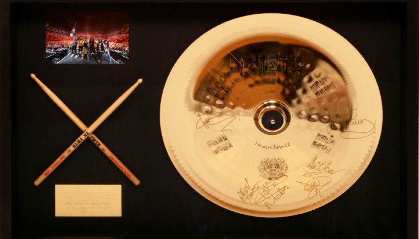 Collector Cymbal and Drumsticks from Iron Maiden