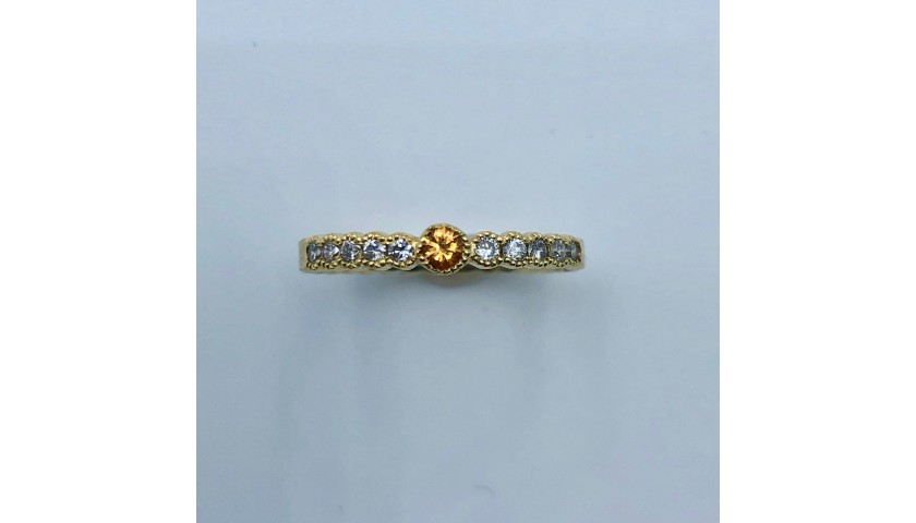 14KT Yellow Gold Stacking Band with Yellow Sapphire and Diamonds