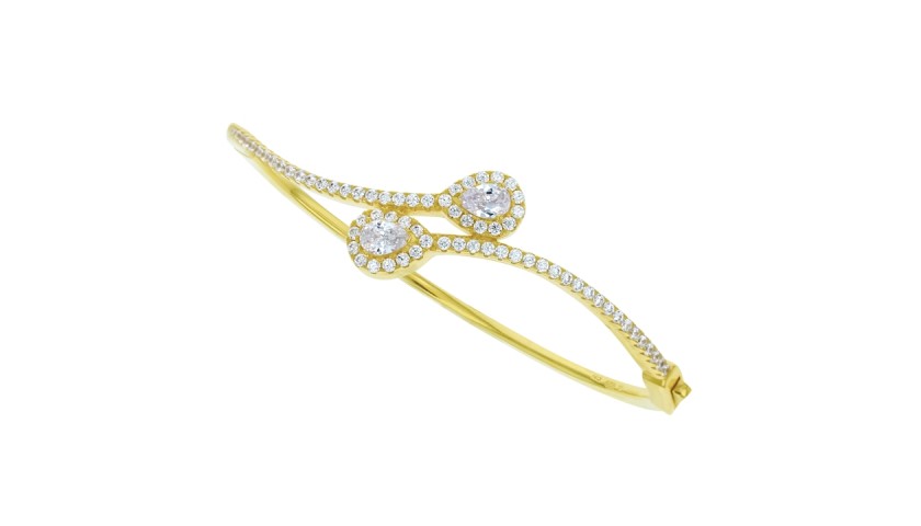 Sterling Silver Intercross Gold Plated Bangle 