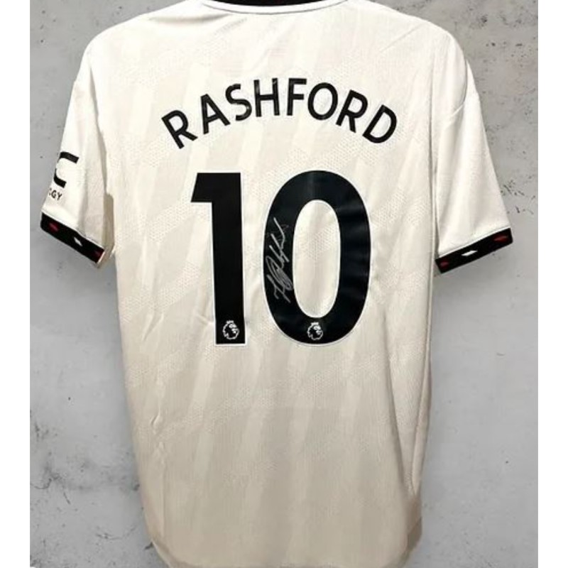 Maglia da trasferta firmata dal giocatore ufficiale del Manchester United 2022/23 di Marcus Rashford