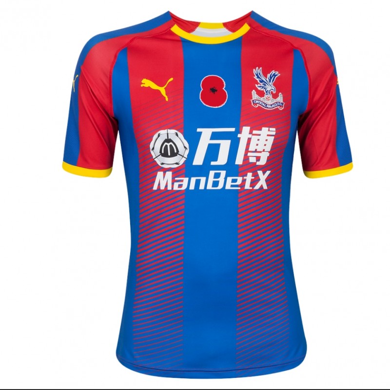 Wilfried Zaha's Crystal Palace F.C. Match-Issue Signed Home Poppy Shirt 