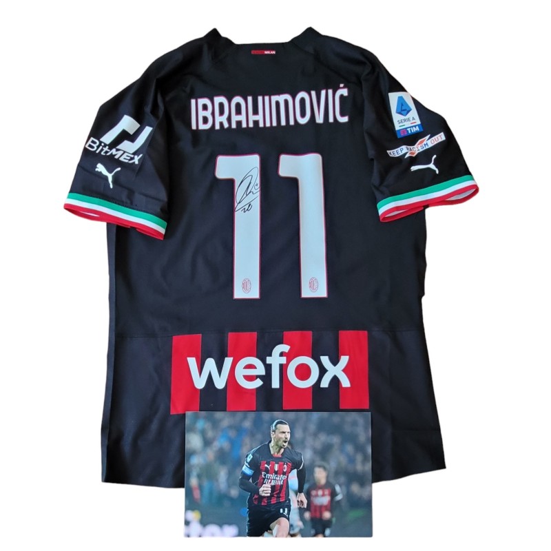 Ibrahimovic's Match Signed Shirt, Udinese vs AC Milan 2023 "Keep Racism Out"