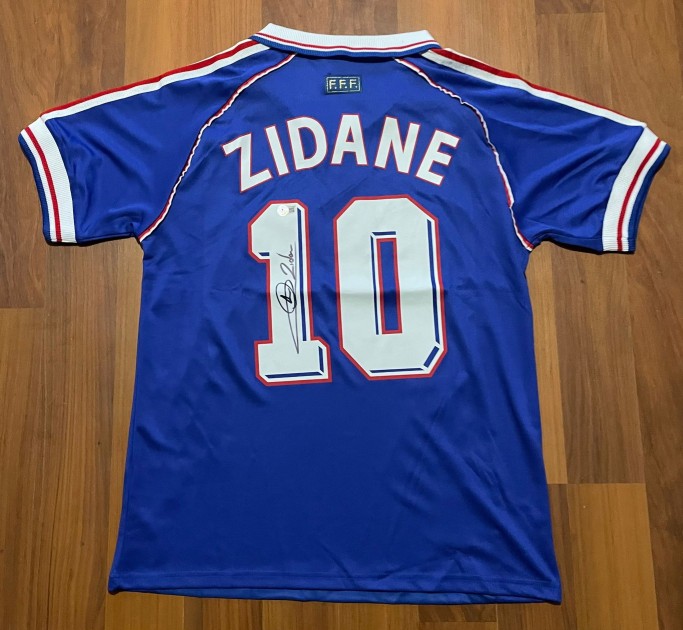 Zinedine Zidane Coppa del Mondo Francia 1998 Maglia Replica Firmata