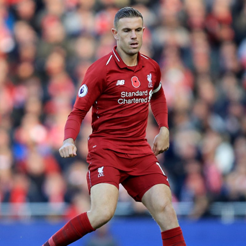 Henderson's Liverpool Match-Worn and Signed Poppy Shirt, 2018/2019