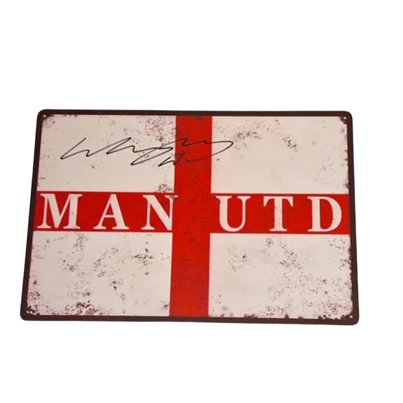 Cartello Stradale Manchester United - Autografato da Wayne Rooney 