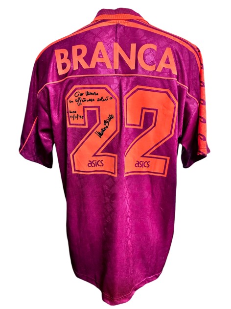 Maglia Branca Unwashed, Sampdoria vs Roma 1996 - Autografata