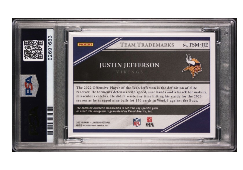 Justin Jefferson Signed Panini Card - CharityStars