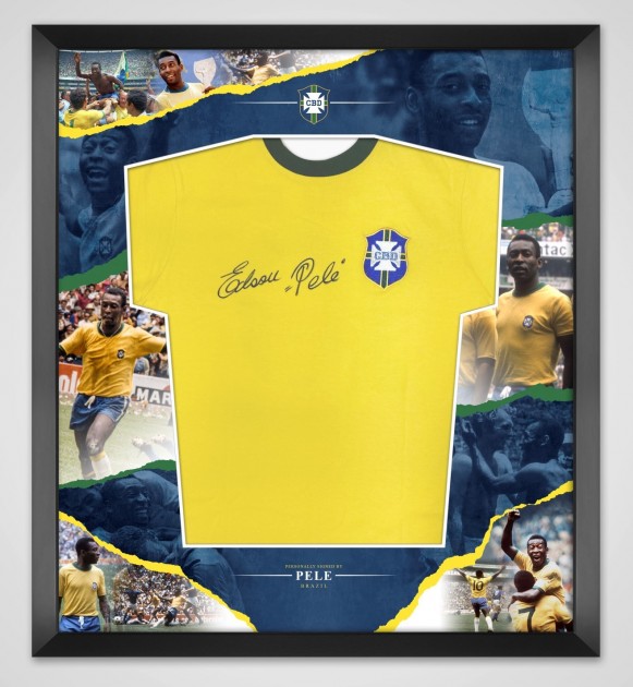 Pelé Brazil 1970 Signed and Framed Shirt 