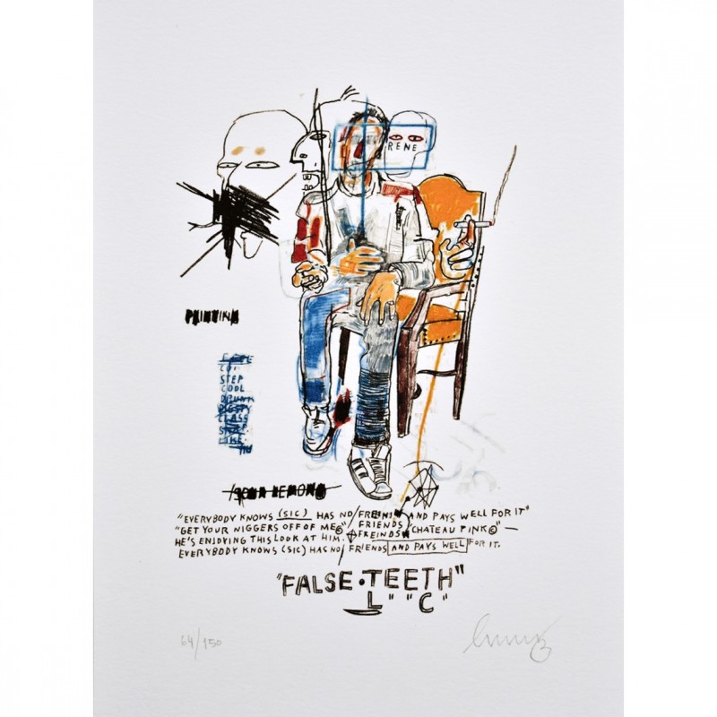 'René Ricard' Lithograph Signed by Jean-Michel Basquiat