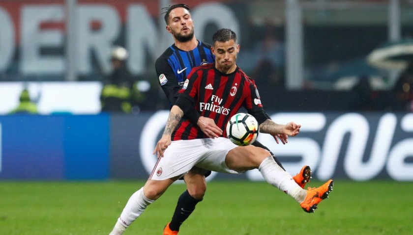 Suso's Match-Issued Milan-Inter Shirt with Special Patch