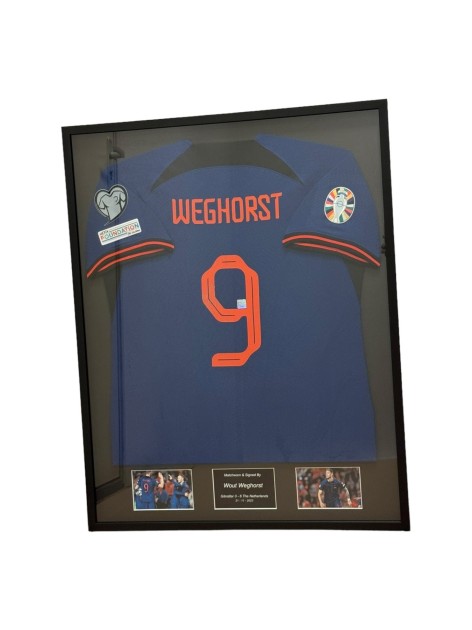 Wout Weghorst maglia da trasferta dell'Olanda firmata e incorniciata