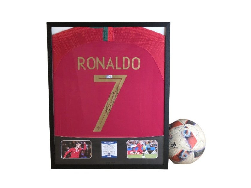 Maglia Portogallo Cristiano Ronaldo in cornice deluxe di alta qualità - Autografata