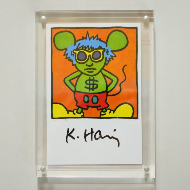 Keith Haring "Andy Mouse I, Homage to Warhol" Hand Signed Artwork