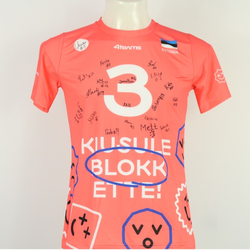Estonia women's national team jersey - athlete Kattai - autographed by the team