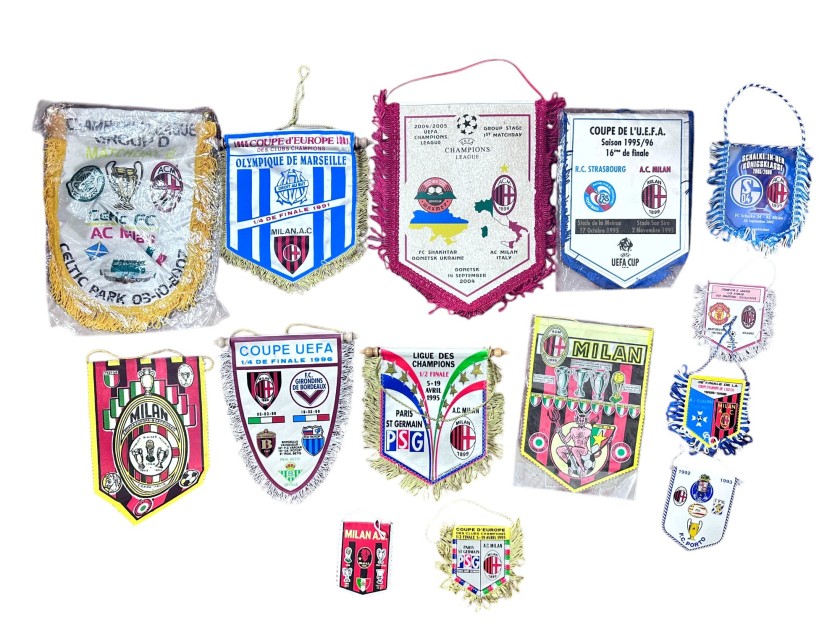 Milan's European Matches Collection of Fourteen Official Pennants