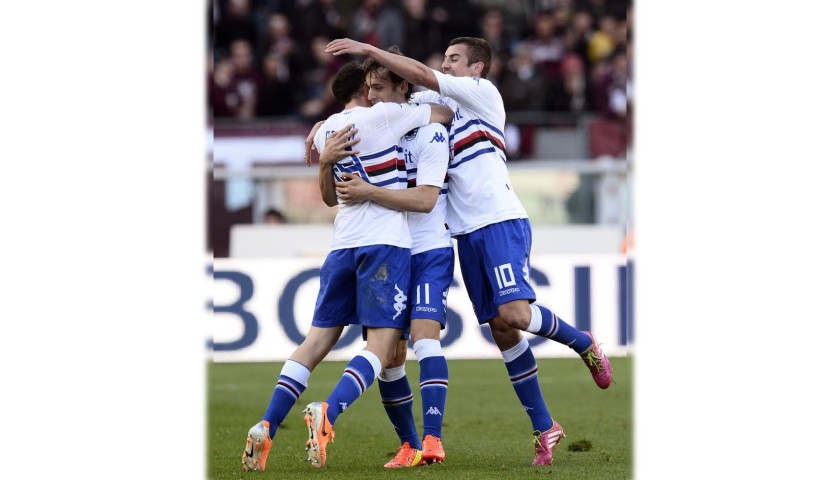 Gabbiadini's Worn and Unwashed Shirt, Torino-Sampdoria 2014 