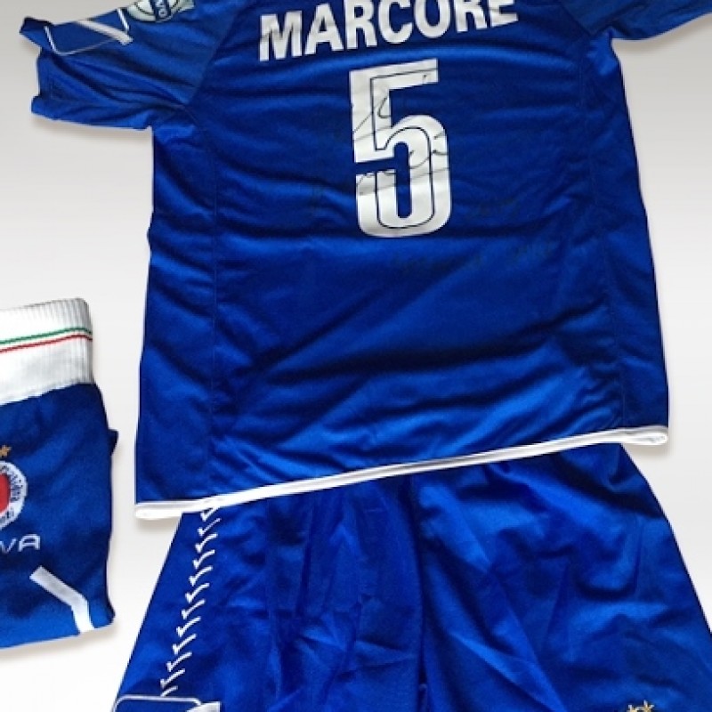 Neri Marcorè's signed shirt, pants, socks and pennant from "Nazionale Italiana Cantanti"
