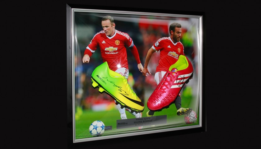 Wayne Rooney & Juan Mata Signed Manchester United Boots