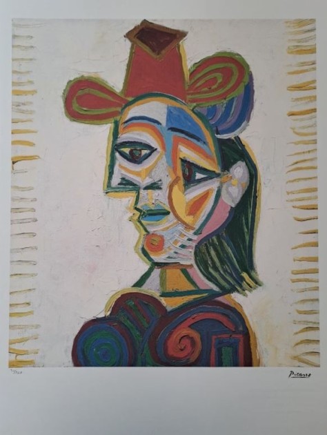 Litografia "Woman with a hat" di Pablo Picasso - Firmata