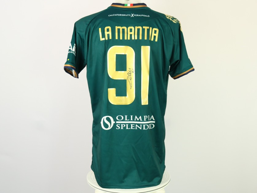La Mantia's CALCIATORIBRUTTI Unwashed Signed Shirt, Feralpisalò vs Parma 2024