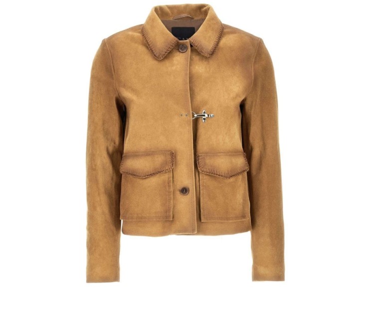 Jacket in Suede with Hook Fastening