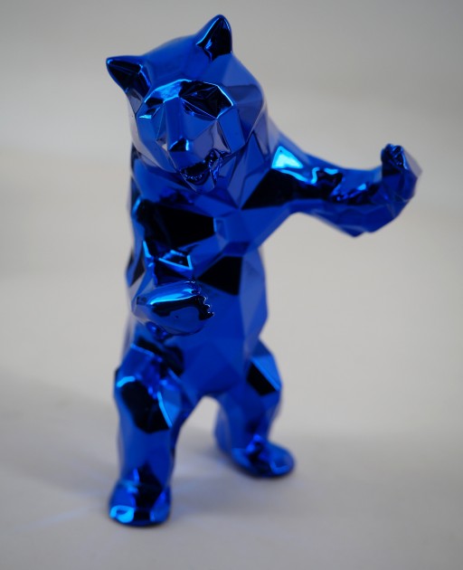 'Standing Bear (Blue)' Sculpture by Richard Orlinski