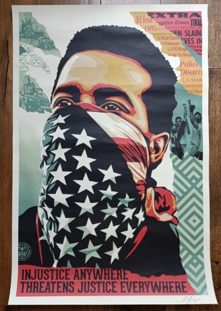 "American Rage" Giant Huge Poster Signed by Shepard Fairey Obey