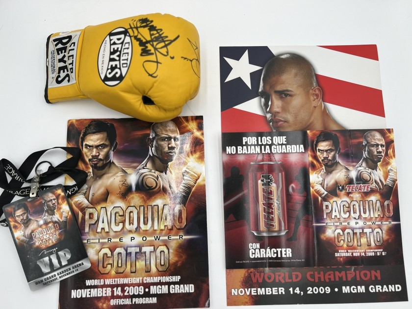 Manny Pacquiao vs Miguel Cotto 2009 Signed And Framed Boxing Glove Package
