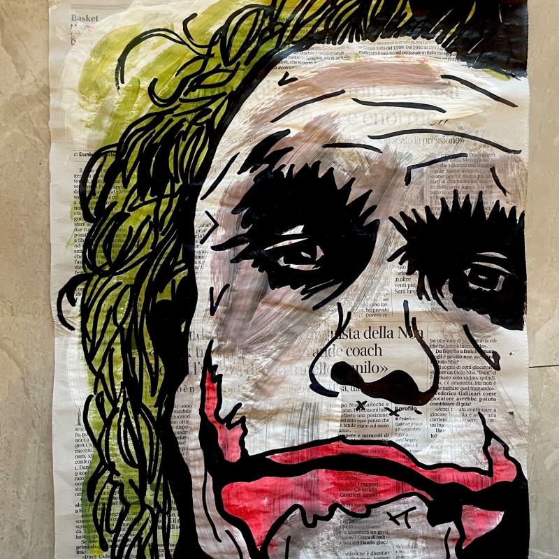 Heath Ledger Joker Tribute – Unique Artwork on Newspaper by RikPen