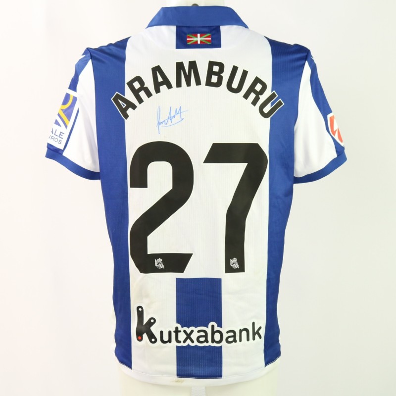 Aramburu's Signed Unwashed Shirt, Real Sociedad vs Barcelona 2024