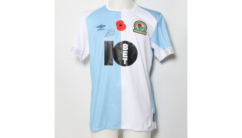 Paul Downing's Match-Worn Blackburn Rovers Signed Poppy Home Shirt 