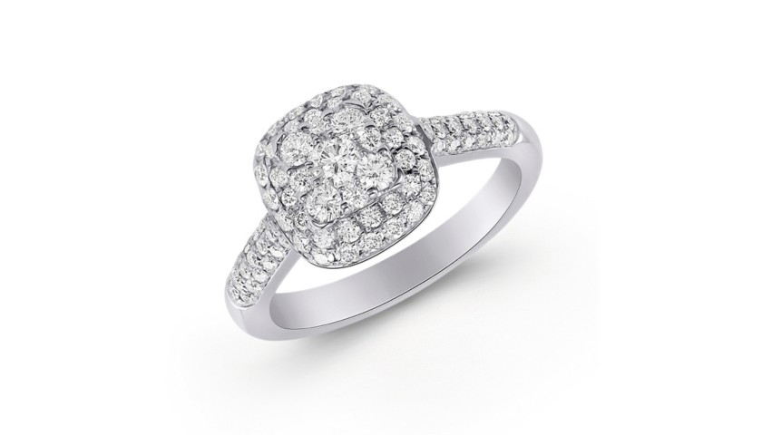 14KT White Gold Diamond Ring with  .86 Carats