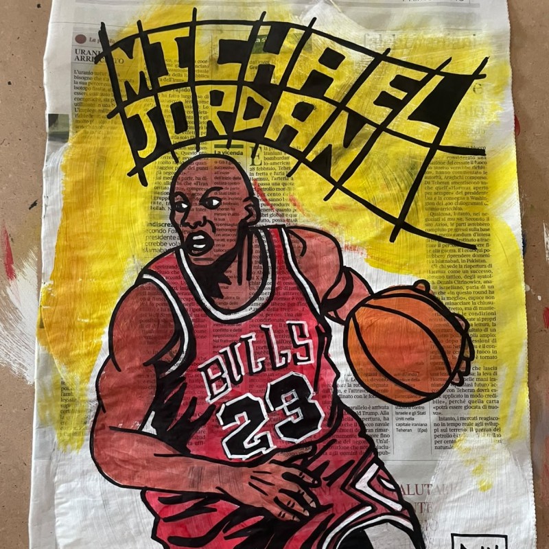 Michael Jordan – Unique Artwork on Newspaper by RikPen