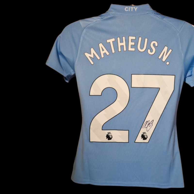 Matheus Nunes Signed Manchester City 2023-24 Official Home Football Shirt