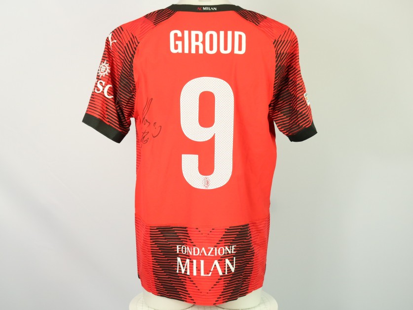 Giroud Official AC Milan Signed Shirt, UCL 2023/24